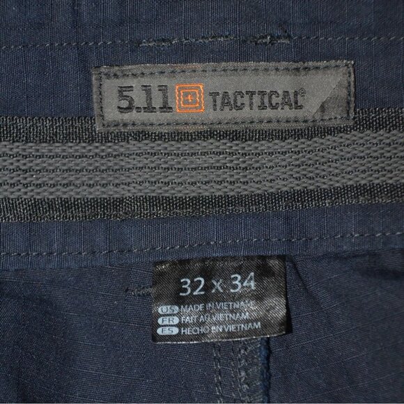 5.11 Tactical Pants Mens 32x34 Navy Blue Cargo Pockets Ripstop Classic Workwear - Picture 8 of 10